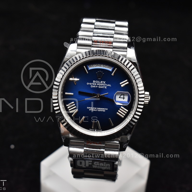 DayDate 40 SS QF Best Edition 904L Steel Ombre Dial on President Bracelet A2836 V4 (Gain Weight)